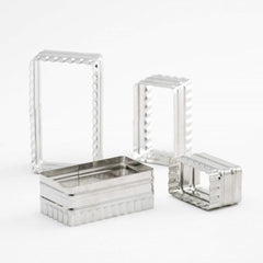Set de forme pentru biscuiți thermohauser (oțel inoxidabil), dreptunghiulare, margine ondulată, 6,4x3,7 - 11,4x6,7 cm, argintii