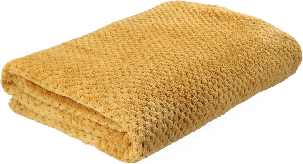 HOMLA Noah Soft koc dekoracyjny - przytulny koc z włókna poliestrowego do domu puszysty koc na rozkładaną sofę - 150 X 200 cm wzór ziaren ryżu kolor musztardowy Łóżka i koce Besuche den HOMLA-Store Domyślny tytuł