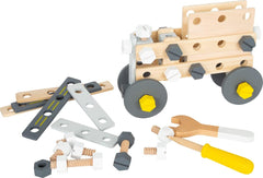 Small Foot Konstruktionsset Miniwob aus Holz, kreativer Bausatz mit Werkzeuge und Zubehör, ab 3 Jahren, 11810, szary żółty