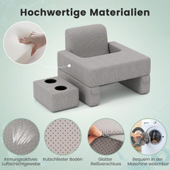 Pernă de citit pentru pat și canapea, pernă pentru cărți, combinabilă liber cu suport pentru băuturi și husă lavabilă, pernă reglabilă pentru biroul laptopului pentru citit, jocuri, lucru, scris (gri)