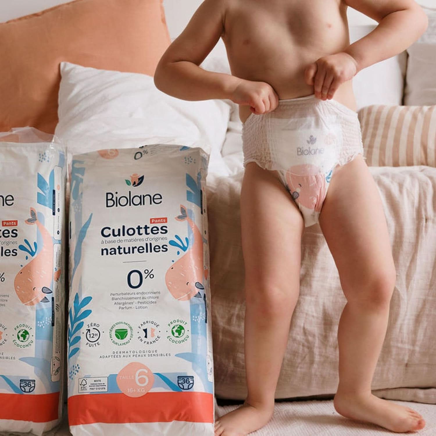 BIOLANE - Pantaloni scutece - Marimea 6 (16 + kg) - Fara scurgeri timp de 12 ore - Pachet 1 luna - 108 scutece - Ecologic Mama si Copilul Naty Shop