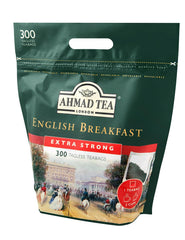 Ahmad Tea - English Breakfast - Ceai negru pentru micul dejun - Ceai Assam & Ceylon - Pliculețe de ceai englezesc fără bandă, cu 2 g de ceai per porție - Pachet mare cu 300 de pliculețe de ceai (pachet cu 2)
