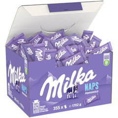 Milka Naps Alpine Milk – Mini kwadraty czekoladowe z delikatnej alpejskiej czekolady mlecznej – 1 x 1,7 kg