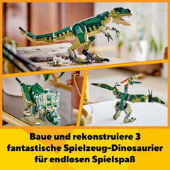 LEGO Creator T.Rex, Dino 3 w 1 Transformowalny Triceratops lub Pterodaktyl, mobilny model dinozaura dla dzieci, prezent dla chłopców i dziewcząt 31151 Zestawy do budowania Besuche w sklepie LEGO