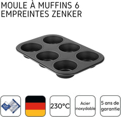 Zenker 6Er Muffinform Black Metallic, 275X190X30 Mm, Teflon Classic Antihaftbeschichtung, Hitzebeständig Bis 230°C, Leichte Reinigung, Ideal Für Köstliche Muffins Formy i blachy do pieczenia Naty Shop