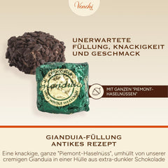 Venchi – Chocoviar Gianduia, praliny w torebce 1 kg, czekolada Gianduia produkowana wyłącznie z „orzechów laskowych Piemontu leśnych”, bezglutenowa, bez sztucznych barwników i bez konserwantów