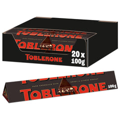 Toblerone Dark 20 X 100 gramów, szwajcarska gorzka czekolada z nugatem miodowo-migdałowym Cukierki czekoladowe Naty Shop Default Title