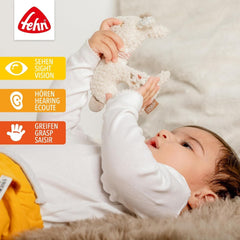 Fehn baby ring grasping toy lama - jucărie de pluș pentru bebeluși cu zornăitor - jucărie pentru abilități motorii pentru învățare jucăușă - jucărie de pluș ca ajutor pentru somn - jucărie pentru bebeluși și copii mici de la 0+ luni Jucarii Bebe Naty Shop