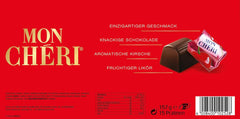 Ferrero Mon Chéri - Chrupiąca czekolada, owocowy likier i aromatyczna wiśnia - Czekoladowy prezent na Walentynki dla niego i dla niej - 1 opakowanie 15 pojedynczych czekoladek
