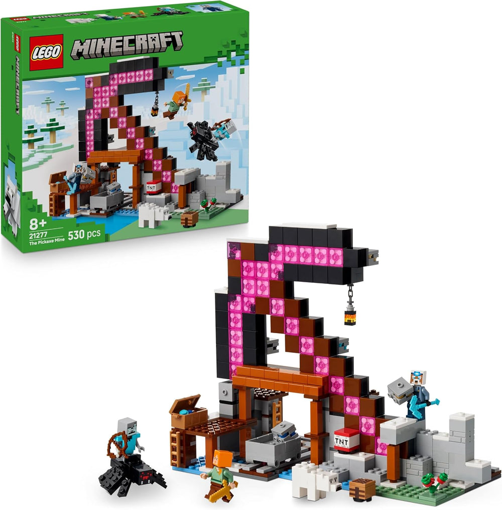 LEGO Minecraft Die Spitzhackenmine - Interaktywna gra dla dzieci - Alex, Minenarbeiter i Stray Spinnenreiter Figurki - Sammelbares Gamer Geschenk für Jungen & Mädchen ab 8 Jahren - 21277