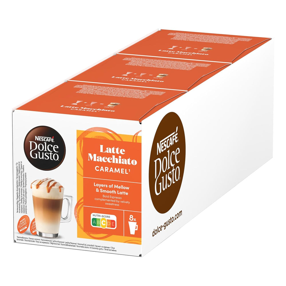 NESCAFÉ DOLCE GUSTO Latte Macchiato Caramel Kaffeekapseln 3er Pack (3 x 16 Kapseln)