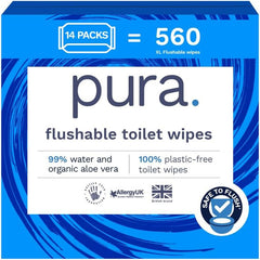 Ekologiczne jednorazowe chusteczki nawilżane 560 chusteczek (14 x 40 chusteczek) Opakowanie miesięczne 100% bez plastiku 99% wrażliwe na wodę Chusteczki nawilżane delikatne do spłukiwania Certyfikowane biodegradowalne wegańskie