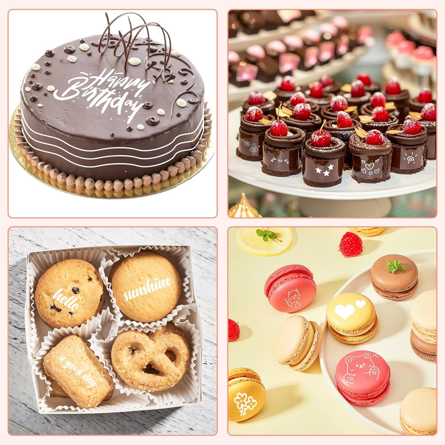 Set de 3 pixuri alimentare comestibile, albe, set de 3 cu vârf dublu, vegane, fără gluten, colorant alimentar fondant, albe pentru pictat și scris pe prăjituri etc.