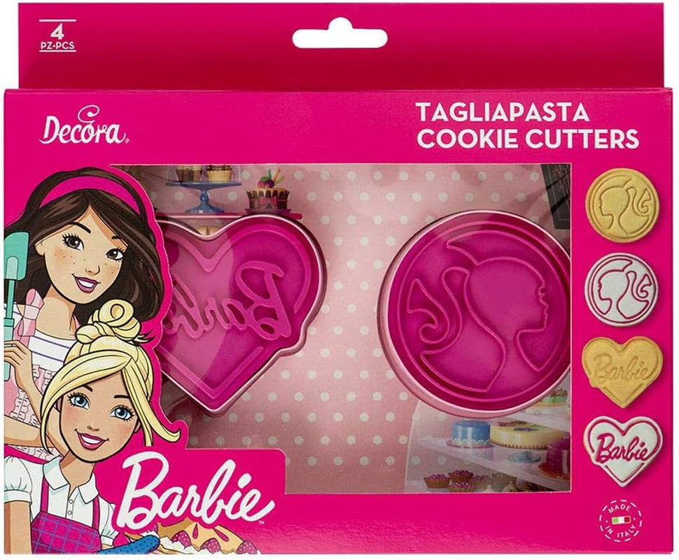 0403000 Formă de tăiat biscuiți Barbie cu ștampilă de embosare, plastic