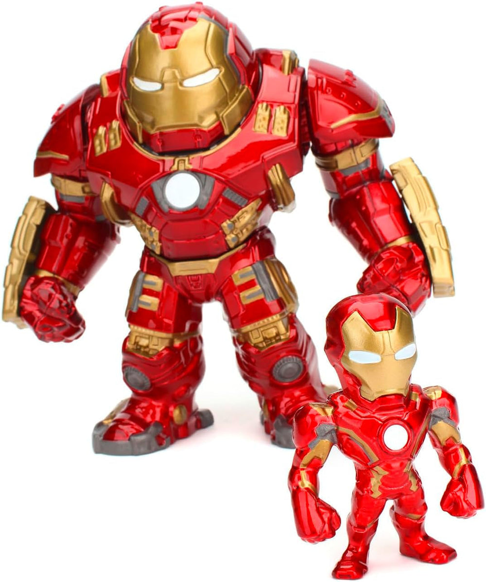 Jada Toys Figurka Marvela Hulkbuster i Ironman Hełm otwarty i zamknięty Zestaw figurek kolekcjonerskich Odlewany ciśnieniowo czerwony Rozmiar: 6-calowe figurki Hulkbuster i 2-calowe Ironman Figurki Naty Shop Domyślny tytuł