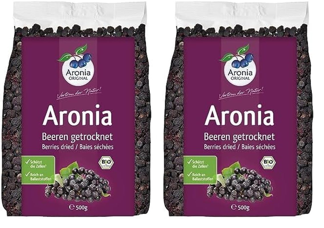 Aronia ORIGINAL fructe de aronia organice uscate 500 g | fructe de padure uscate delicat | vegan, fără conservanți, fără zahăr adăugat (conform legii) Produse deshidratate Naty Shop 500 G (pachet de 2)