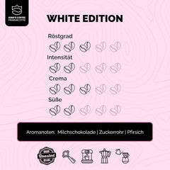 KING'S COFFEE - EDIȚIE ALBĂ - amestec ușor 100% Arabica din Etiopia, Mexic, Peru și Tanzania - prăjire în loturi mici în Italia - boabe de espresso întregi pentru aparate portafilter - 1 kg