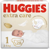 Scutece Huggies Extra Care Bebe, mărimea 1 (2-5 kg), pachet de 28 Mama si Copilul Naty Shop