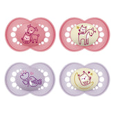 Suzete MAM Original Day & Night Matt | 6-16 luni | Set suzetă | Acceptare 94% | Ajută la prevenirea alinierii dinților nedoriți | Dezvoltate împreună cu dentiști | Silicon SkinSoft | Model pasăre/bufniță | Pachet de 4