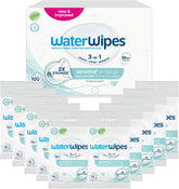 Chusteczki nawilżane WaterWipes Sensitive+ On The Go, 100 chusteczek (10 szt.), 3 w 1 czyści, pielęgnuje, chroni, 99,9% wody, chusteczki bezzapachowe