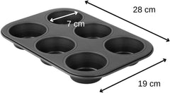 Zenker 6Er Muffinform Black Metallic, 275X190X30 Mm, Teflon Classic Antihaftbeschichtung, Hitzebeständig Bis 230°C, Leichte Reinigung, Ideal Für Köstliche Muffins Formy i blachy do pieczenia Naty Shop