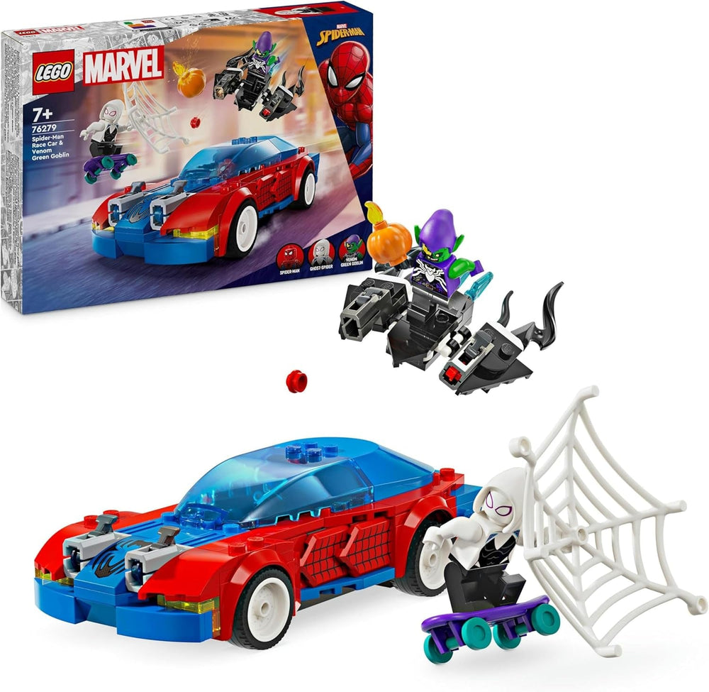 LEGO Marvel Spider-Man Samochód wyścigowy i Venom Green Goblin, Spider-Man do odgrywania ról Zabawka z figurkami superbohaterów i samochodem do zbudowania, prezent dla dzieci, chłopców i dziewcząt w wieku 7 lat 76279 Zestawy do budowania Zobacz sklep LEGO