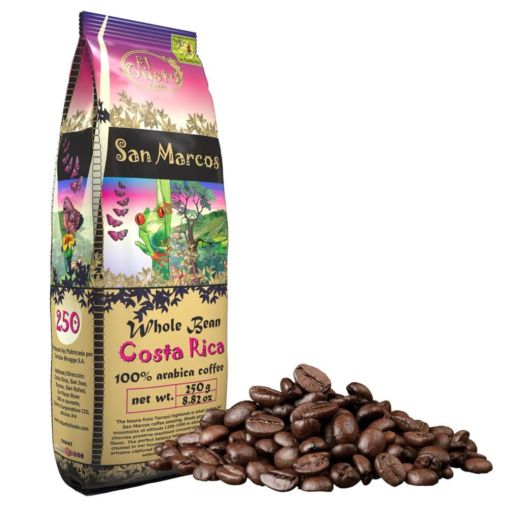 El Gusto San Marcos Spezialitätenkaffee | Ganzen Bohnen Mittlere Röstung | Gourmetkaffee mit Schokoladenaroma mit leichter Zitrussäure | 100% Arabica Kaffee aus Costa Rica | Specialty Coffee | 250 g