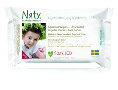 Eco by Naty Baby Care, Organiczne chusteczki nawilżane dla niemowląt, bezzapachowe, 56 pieluszek
