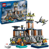 Stație de poliție LEGO City pe insula închisorii, jucărie de poliție cu elicopter, barcă și rechin, set cu 7 minifigurine și câine, cadou aniversar pentru băieți și fete de la 7 ani 60419 Seturi de constructie Besuche den LEGO-Store Singur