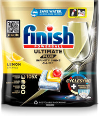 Tabletki Finish Ultimate plus Infinity Shine Citrus do zmywarki - Tabletki do zmywarki, intensywne czyszczenie - 105 kapsułek, cytrynowe Naty Shop