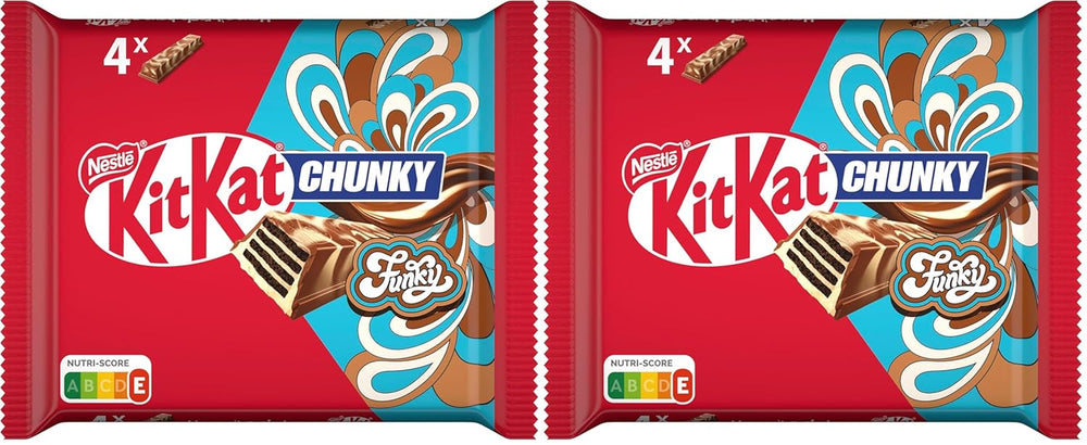Nestlé Chunky Funky Crispy Wafel w mlecznej czekoladzie, opakowanie zbiorcze 2 opakowania (4 x 40 g każdy)