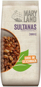 Maryland Sultanas, Rodzynki suszone, naturalnie słodkie, bez dodatku cukru - bez konserwantów, 1 Kg Produkty suszone Naty Shop