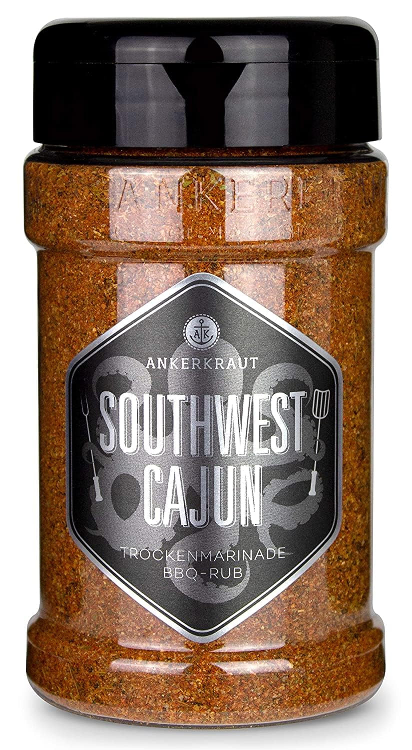 Ankerkraut Southwest Cajun, BBQ Rub Gewürzmischung zum Zubereiten von Gumbos und Jambalaya Gerichten, 170g w Streuer