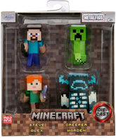 Jada Toys Minecraft Figure Set (4 bucăți) Fabricat din metal - Minecraft Caves & Cliffs Personaje de colecție (Steve, Alex, Creeper și Warden) Pentru gameri și colecționari de peste 8 ani, 6 cm fiecare Action figures Naty Shop Titlu implicit
