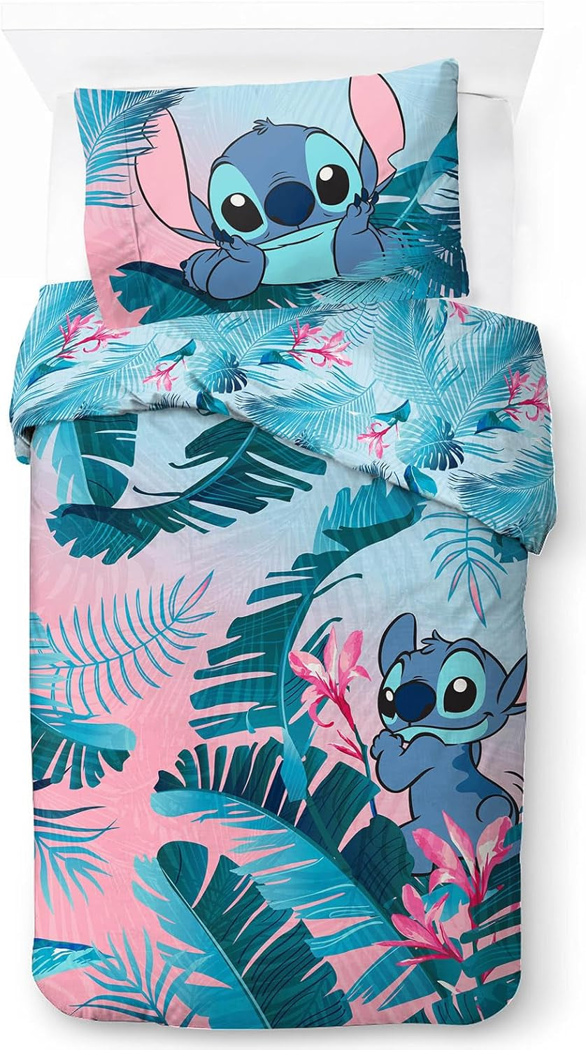 Set de lenjerie de pat pentru copii, desene animate si super eroi, bumbac Lenjerie de pat - copii Naty Shop Multicolor - Lilo Stitch 135X200/50X70 (2 Piece)