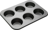 Masterclass Tiefes Muffinblech/Yorkshire Puddingform, 6-Loch-Form Mit PTFE-, PFOA- Und Bpa-Freier Antihaftbeschichtung, Robuster 1 Mm Kohlenstoffstahl, Grau, 35 X 26 Cm Formy i blachy do pieczenia Naty Shop