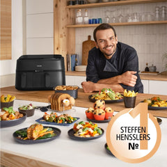 Philips Dual Basket Airfryer 3000 Series cu set de mic dejun, 9 litri, 2 sertare Electrocasnice Naty Shop