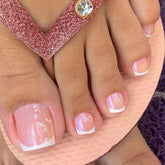 24 bucăți unghii artificiale, roz franțuzesc, alb, unghii artificiale, vârf scurt, pătrate cu lipici, accesorii pentru femei sau fete, idee de cadou pentru Crăciun, nuntă, Ziua Mamei