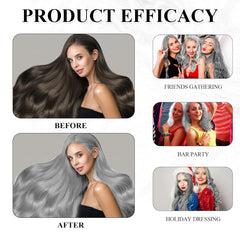 Vopsea de păr Grey Silver Natural Silver Gray Hair Dye Cream, Grey Hair Dye Cream Silver Gray, Silver Gray Natural Hair Dye Cream Grey Hair Dye pentru toate tipurile de păr cu 1 Scalp Massager (100ml) Vopsea pentru par Naty Shop