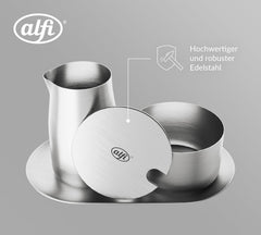 SET LAPTE ȘI ZAHĂR alfi, finisaj mat, set lapte și zahăr din oțel inoxidabil de înaltă calitate, design elegant, lavabil în mașina de spălat vase, durabil