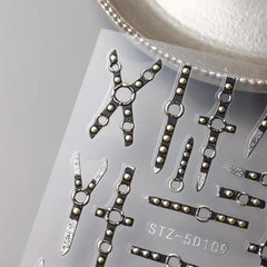 2PCS 5D Embossed Gothic Punk Nagelsticker, Nagel Sticker Selbstklebend Kreuz Und X-Form Halloween Nagelaufkleber, Nageldesign Zubehör Für Damen Nail Art