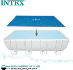Husă solară Intex pentru saltea dreptunghiulară Ultra Frame 549 x 274 cm, grosime 160 microni, dimensiuni fabricate: 538 x 253 cm, 28016, albastră