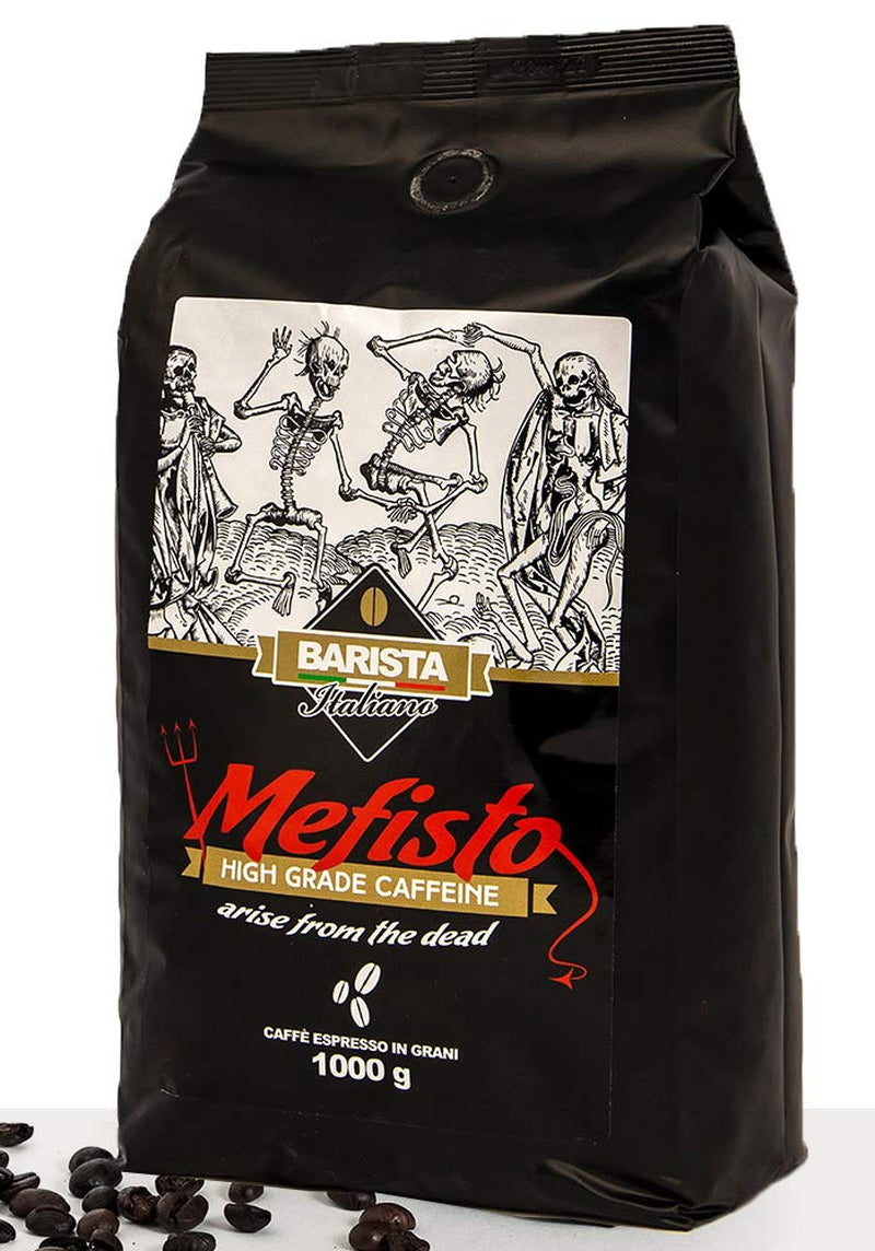 🔱 Mefisto - Cafea Extrem de Puternică 🔱 1KG Boabe de Cafea 🔱 Cafea cu Conținut Ridicat de Cafeină 🔱 Robusta Premium