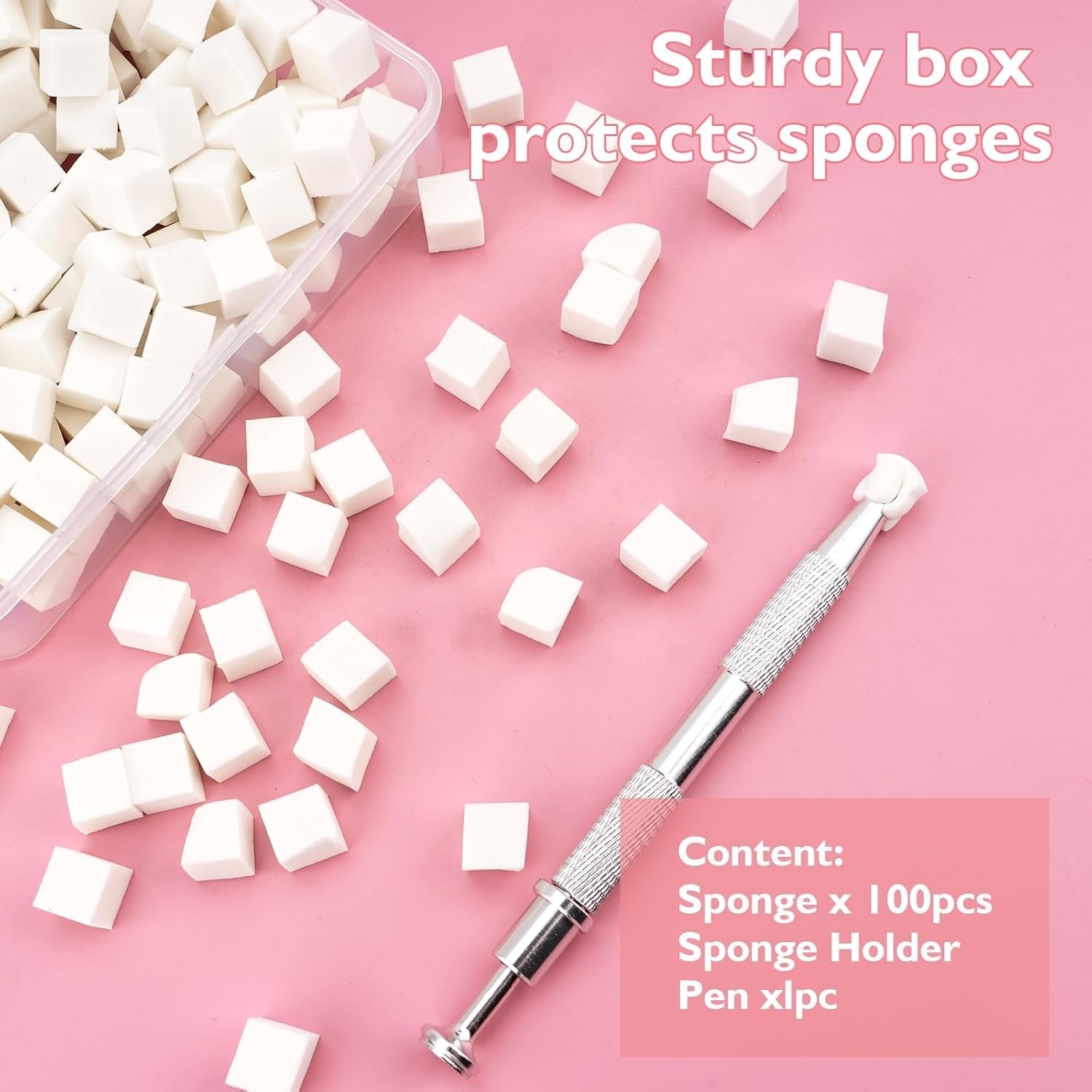 200 Stück Nail Art Schwamm Mit Metallgreifer,Nagelkunst Rendering Werkzeuge Mit Greifer,Sponge Nagel Pinsel,Nageldesign Zubehör Für Nail Art Rendering