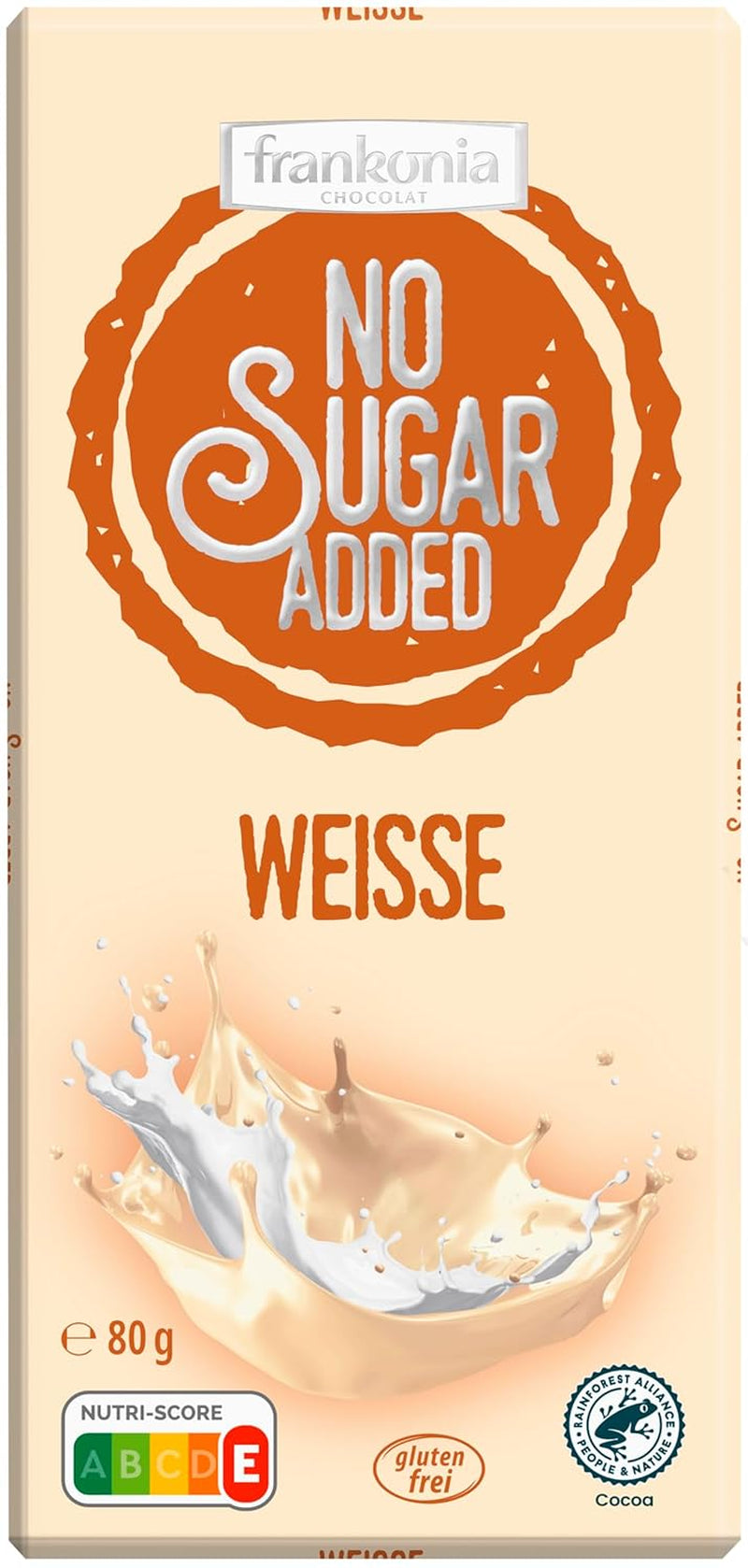 frankonia CZEKOLADA BEZ DODATKU CUKRU Bezglutenowa czekolada biała, 80 g