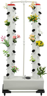 56 dołków 7-poziomowy system hydroponiczny Zestaw do uprawy bezglebowej Wieża aeroponiczna System uprawy hydroponicznej z pompą nawadniającą Adapter czasowy do uprawy na grządce i doniczce siatkowej