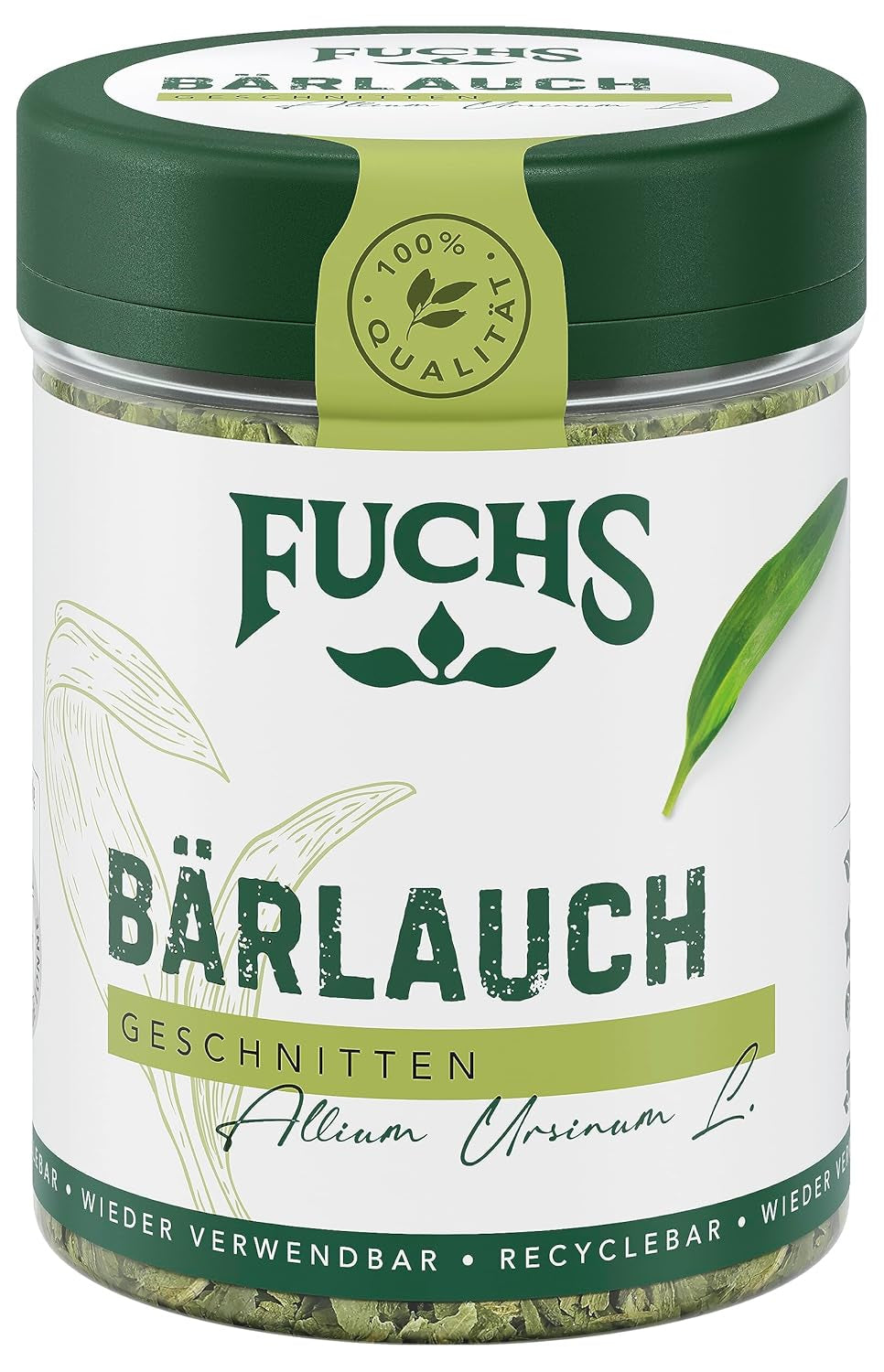Fuchs Gewürze - Bärlauch geschnitten - würzige Schärfe für Quark-Dips, Frischkäse oder Risotto - naturalne składniki - 8 g w wiederverwendbarer, recyclebarer Dawka