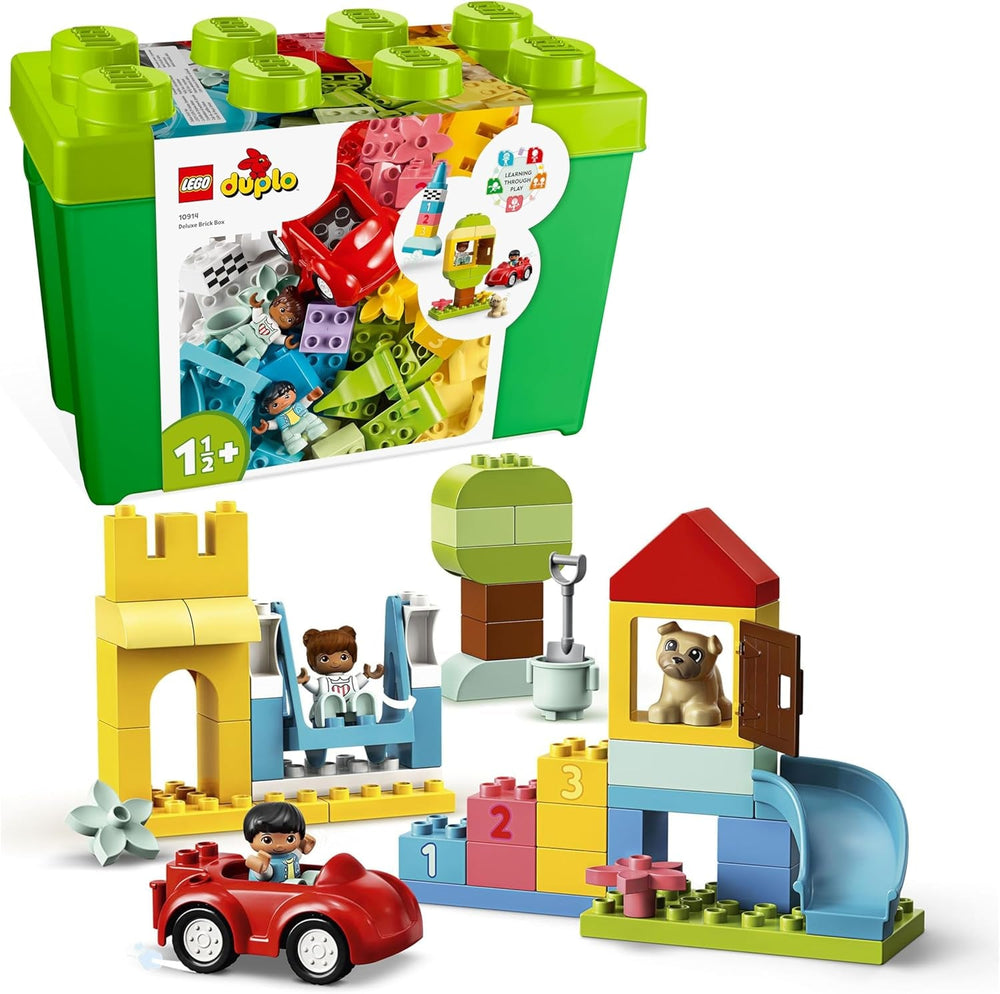 LEGO DUPLO Deluxe Brick Box - Fine Motor Skills Toys for 1+ Year Old Boys & Girls - incl. a Car, Number Bricks & Animal Figures, Plus Toy Storage - 10914