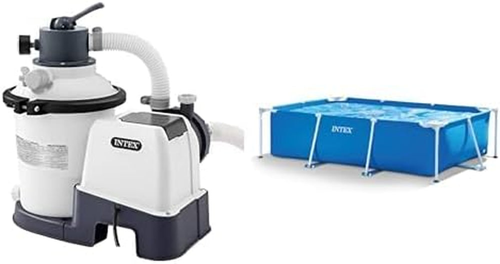 System filtrów piaskowych Krystal Clear SX925, wydajność cyrkulacji 2000 l/h, 26642, basen z prostokątną i białą ramą - basen naziemny - 300 x 200 x 75 cm, niebieski