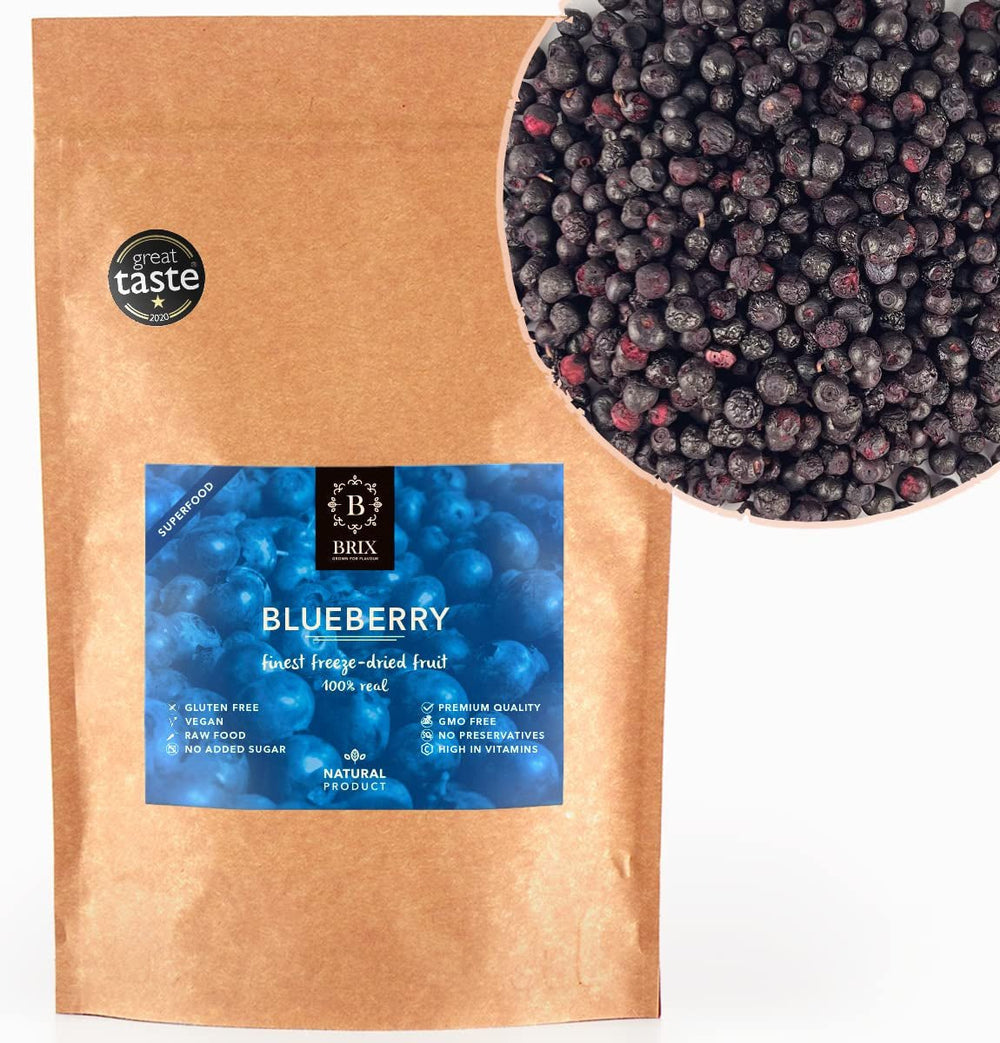 BRIX Afine liofilizate | Afine naturale, uscate 95 g | Premiul Great Taste pentru afine uscate | Fără OMG, fără gluten, vegan, vitamine reținute Produse deshidratate Naty Shop Titlu implicit
